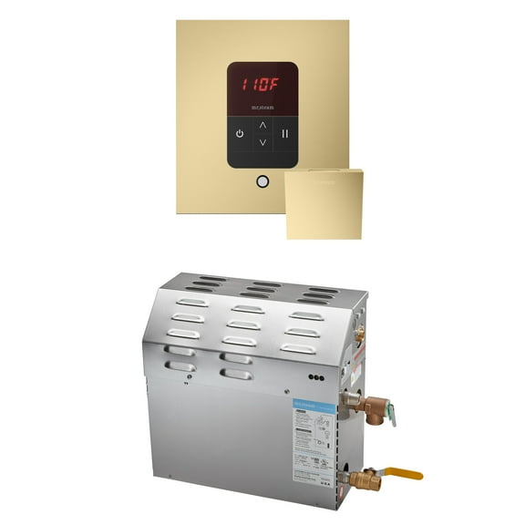Mr Steam MS 12kW (12000W) Steam Shower Generator Package w/square iTempo Control in Satin Brass