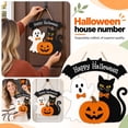 thumbnail image 4 of Halloween Ghost Door Wreath Wooden Black Cat Pumpkin Hanging Sign Cute Bat Front Door Decoration for Porch Wall Entryway Indoor Outdoor Farmhouse Home and Halloween Party Decor,D, 4 of 7