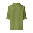 thumbnail image 5 of Women Summer Tops Womens Shirt Stand Collar Button Casual Long Sleeve Solid Color Top Women 2pk Tee Shirt Short Girl Womens Tee Pack Teen Apparel Ladies Tan Summer Tops Elegant Long Sleeve Green M, 5 of 5