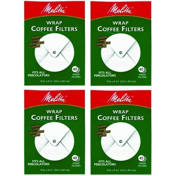 Melitta White Wrap Around Coffee Filter for Percolator, 40 Count (Pack of 4)