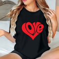 thumbnail image 4 of WREESH Women's Graphic Tee Shirts Valentine's Day Love Heart Printed T-Shirts for 2025 Spring Summer Tops Valentin Gifts Black, 4 of 5