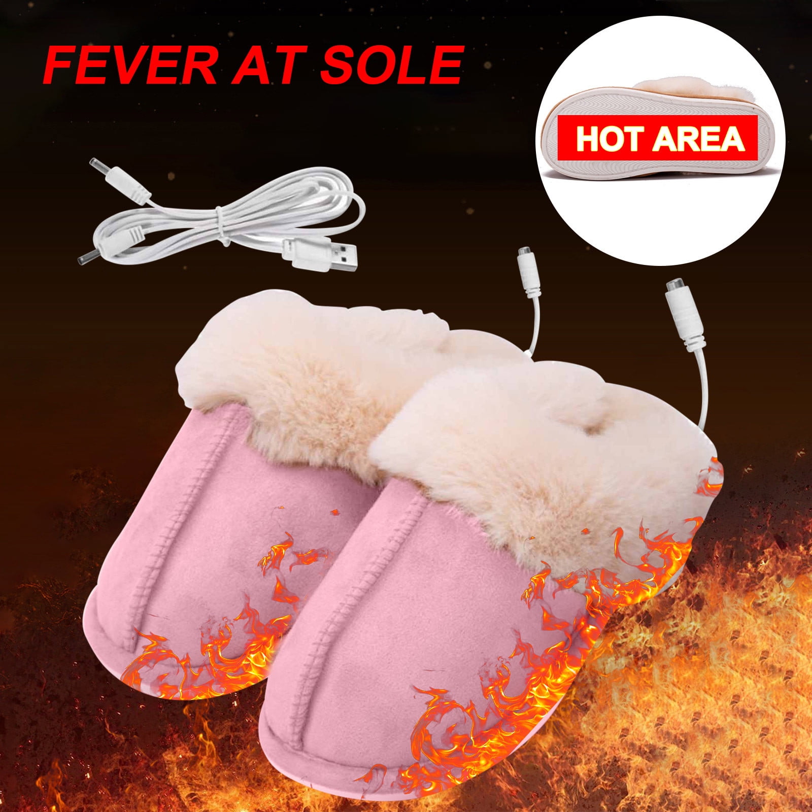 LSLJS Chaussons Chauffants USB, Chaussures Chauffantes d'Hiver