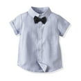 thumbnail image 6 of Baby Boys Gifts Toddler Baby Boys Fashion Short Sleeve Stripe Blouse Tie Solid Color Overalls Gentleman's Suit Going Out Outfits for Girls, 6 of 9