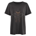 thumbnail image 4 of Puntoco Blusa de manga corta con estampado de calavera, sol y luna, estilo vintage, para mujer Puntoco Puntoco-3089, 4 of 9
