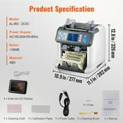 VEVOR Money Counter Machine w/ 2CIS/SN/UV/IR/MG/DD Counterfeit Detection Bill Counter 1200pcs/min For Business Multi Currency Multi Cash Processing Mode Portable Currency Money Counter