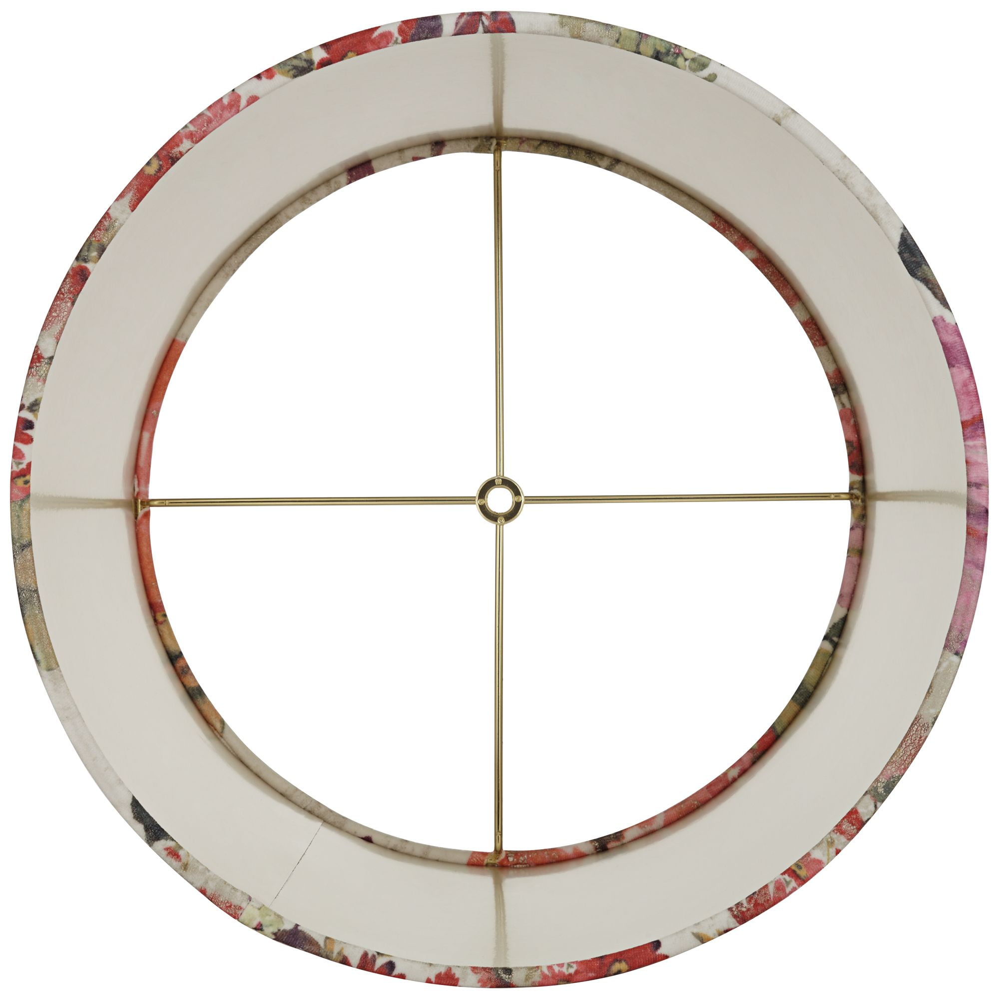 Springcrest 13" Top x 15" Bottom x 11" High x 11" Slant Print Lamp Shade Replacement Drum Velvet Red Flowers Spider Harp Finial