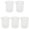 thumbnail image 1 of Unique Bargains 5pcs 100ml Laboratory Plastic Liquid Container Measuring Cup Beaker Clear, 1 of 3