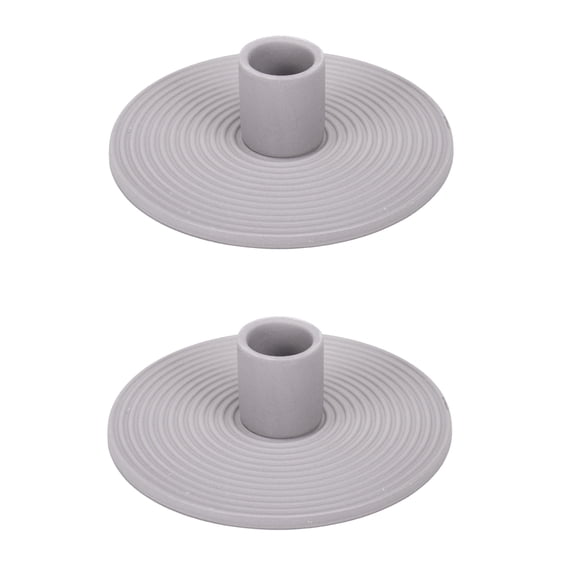 Elanze Designs Ribbed Ceramic Taper Candle Holders, Mantle Decorations, Dining Table Centerpiece, Artisan, Candlestick Holder for Tapered Candles, Pack of 2, Grey