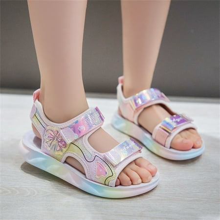 

Akiihool Sandals Girl Wide Toddler Girl Sandals Little Girl Easter Summer Dress Shoes Lightweight Open Toe Beach Holiday (Pink 12.5)