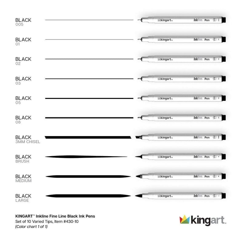 KINGART® Inkline™ Fine Line Art & Graphic Pens, Archival Japanese Ink, Set  of 16 Unique Nibs, KINGART