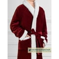thumbnail image 3 of PAVILIA Mens Robe, Sherpa Lined Robe for Men, Fleece Fluffy Warm Long Bathrobe for Bath Shower Spa with Shawl Collar and Pockets, Sherpa Red, 3 of 6