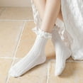 thumbnail image 5 of Ruffle Socks Frilly Lace Cute Lolita Style Cotton Breathable Socks for Women 3 Pairs, 5 of 8