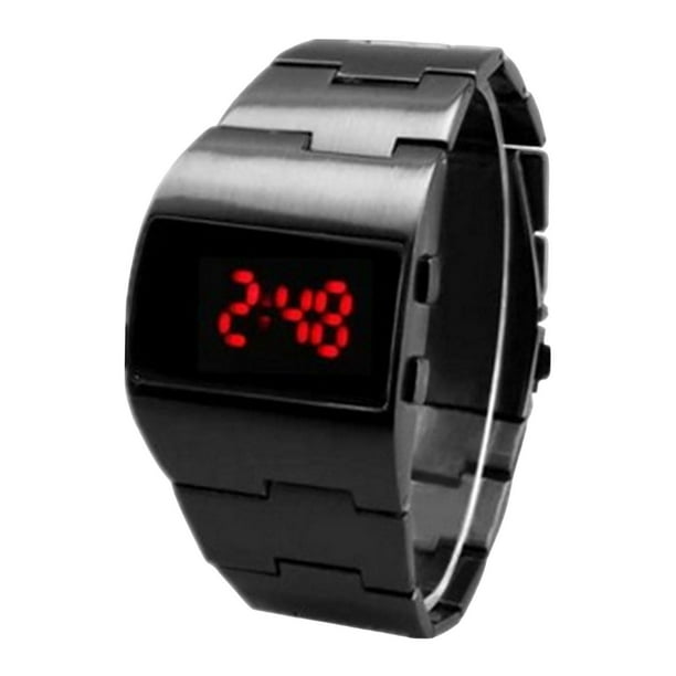 Reloj Novedad Pantalla LED multifuncion para hombres Dia Hombre luz roja negra Fernando Reloj deportivo digital Walmart en linea