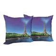 thumbnail image 6 of Ambesonne Eiffel Tower Throw Pillow Cover 2 Pack, Eiffel at Sunrise, 18", Navy Blue Green Cream, 6 of 6