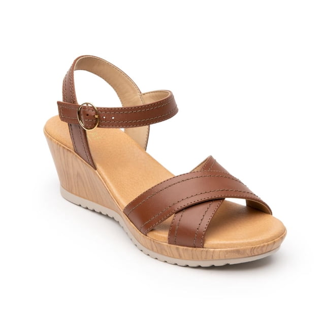 Sandalia Mujer Plataforma y Elásticos tan piel 34519T cafe 27 Flexi 34519T