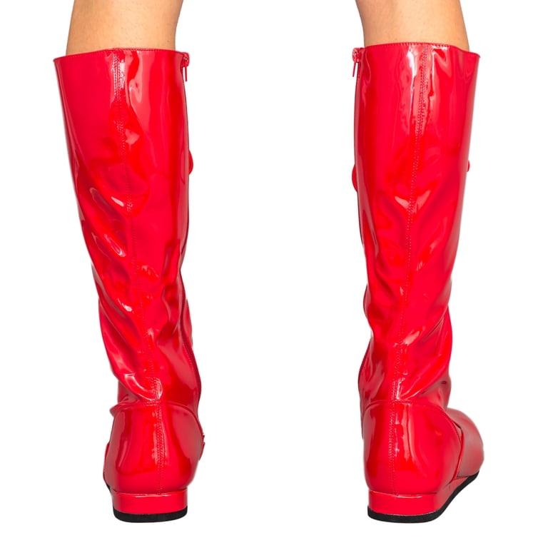 Red Patent Leather Men\'s Pro Wrestling Costume Knee High Boots Amazon.com: Fun Costumes Adult Red Patent Wrestling Costume  main image 3