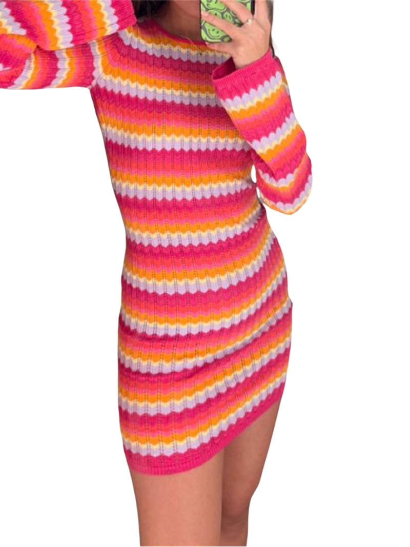 princess polly baby blue dress Pretty Lavish stripe knit midaxi dress in cream and navy
