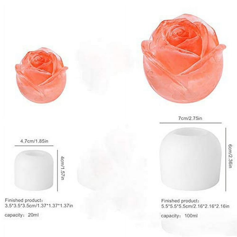 Vodolo Rose Ice Cube Mold,4 PCS Silicone Rose Ice Cube Tray,Valentine Day  Gift Flower Shaped Molds for Chocolate,Candy,Mimosas,Cake,Cocktails,Baking