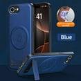 thumbnail image 2 of for iPhone 16e Case Magnetic Bracket, Built-in Invisible Kickstand [Compatible with Magsafe] Wireless Charging PU Leather Rugged Protection for iPhone 16e Phone Cases, Blue, 2 of 8