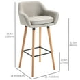 thumbnail image 3 of HOMCOM Tabourets de Bar Ensemble de 2, Tabourets de Bar 31,5 Pouces avec Tissu en Lin, Pieds en Bois, 3 of 10
