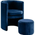 thumbnail image 2 of Best Master Seager Navy Velvet Round Arm Chair with Ottoman, 2 of 3