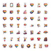 LUUFILx 50pcs Colorful Rainbow Heart Pride Stickers Gay Pride Festival Stationery Decals Water Bottle Laptop Phone Tablet Notebook Car Stickers Set