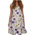 thumbnail image 2 of Ovzne Robes pour Femmes Robe Mode Féminine Vacances Été Couleur Unie Sans Manches Fête Plage Robe d'Été Imprimée Liquidation, 2 of 6
