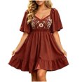 thumbnail image 2 of IUYRTFE Women's Flutter Sleeve Embroidered Mini Dress V Neck Tiered Ruffle Summer Casual A Line Dress, 2 of 6