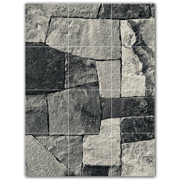 Picture-Tiles.com: Rocks Ceramic Tile Wall Mural WAL500935-34S. 12.75"W x 17"H using (12) 4.25" x 4.25" Ceramic Tiles-Satin Finish
