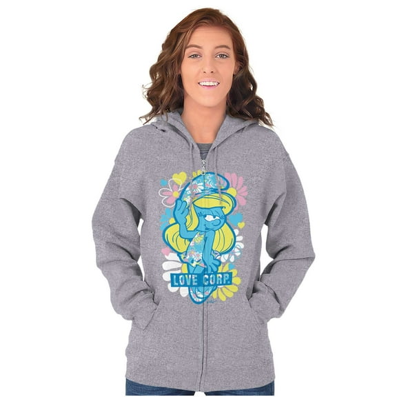 Retro Sassy Smurfette Love Corp Zip Hoodie Sweatshirt Women Brisco Brands S