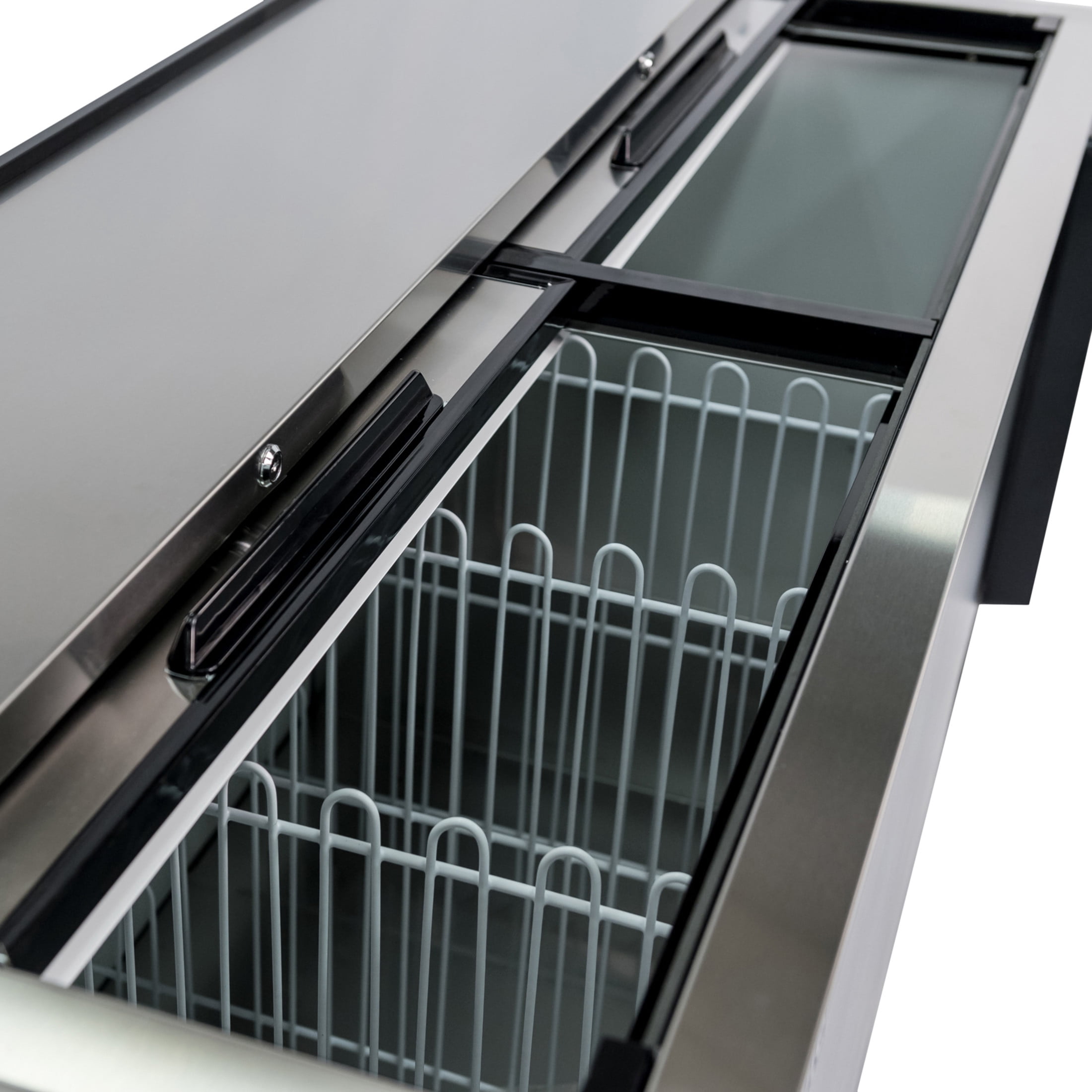 65 in. W 18 cu. ft. Sliding Door Beer Cooler in Black