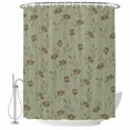 thumbnail image 2 of Shower Curtains for Bathroom, Sage Green Floral Waterproof Fabric Shower Curtain, Vintage Spring Botanical Flowers Decorative Bathroom Curtain for Bathtub, 66"x72", No Hooks Included, 2 of 9