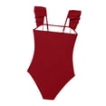 thumbnail image 6 of Lutiedan Girls Swimsuit Ruffle Straps One Piece Bathing Suit Quick Dry Ruched Summer Beach Swimwear Full Coverage Modest Swimsuit 5-15 Years, 6 of 7