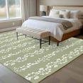 thumbnail image 4 of Sage Green Spring Leaves Area Rugs 5'x7', Small Throw Rugs for Laundry Room Playroom, Pastoral Botanical Striped Flowers Indoor Outdoor Rug Non-Slip Low Pile Carpet Runner Reversible Floor Mats, 4 of 8