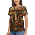 thumbnail image 2 of Honeii Vintage Cloud Mushroom Print Women's Classic V-Neck T-Shirt,Womens Fashion Tops,Stylish Everyday Top for Women, Casual Summer Spring Outfits Clothes-Small, 2 of 5
