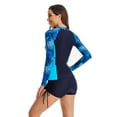 thumbnail image 5 of Womens Zip Front Long Sleeve Rashguard Shirt Color Block Print Tankini Swimsuit, 5 of 5