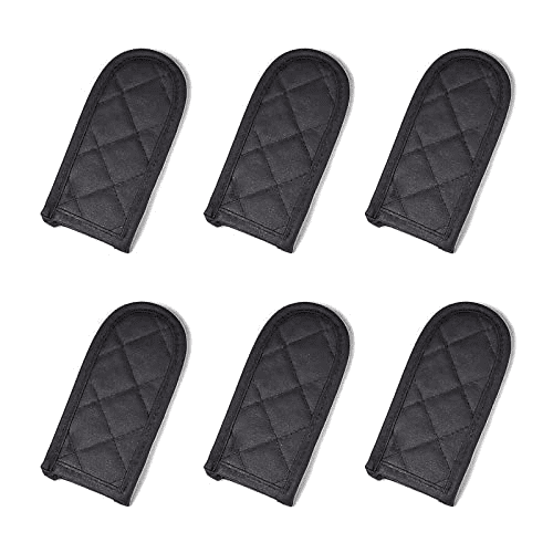 HAWOK Temperature Hot Catton Cast Iron skillet Handle Holders mitts Pot Holder Handle Covers set of 6,Black