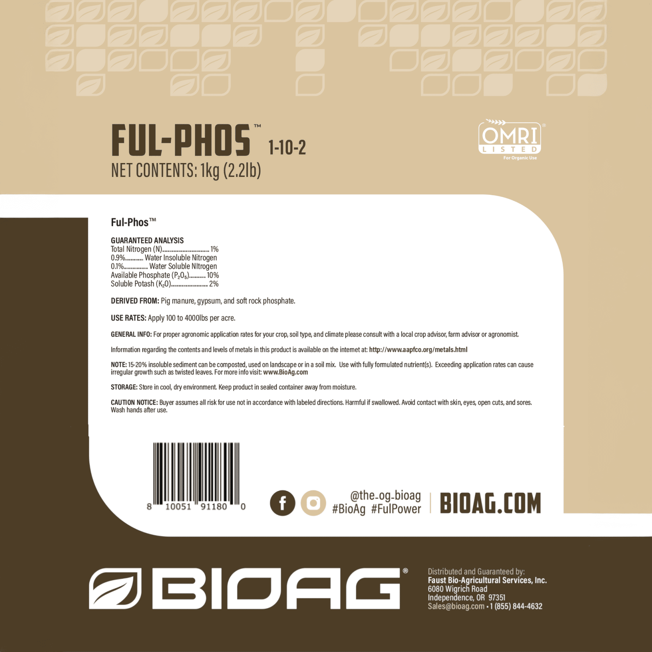 Ful-Cyto 0-0-8 Fertilizier - 1 kg Pouch by BioAG