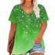 thumbnail image 2 of Camisetas Casuales de las Mujeres Más Tamaño V-Cuello Impresión Manga Corta Color Sólido Base de Verano Superior, Ligero para Diario, 2 of 9