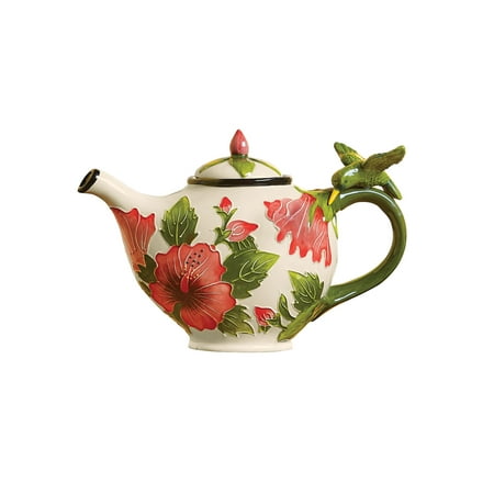 Stoneware Bird - Blue Sky Clayworkds Hibiscus & Hummingbird Teapot - Stoneware, Holds 25 oz