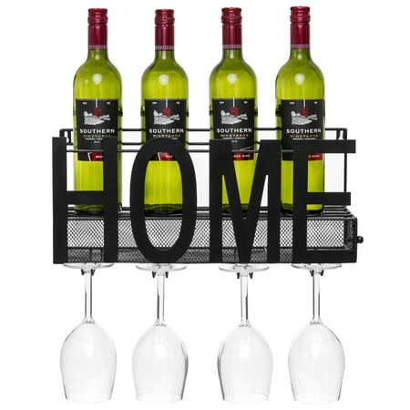 Best Choice Products Wall Mount Decorative Wine Cocktail Storage Shelf with Caged Cork Storage, (Best Snowboard Wall Mount)