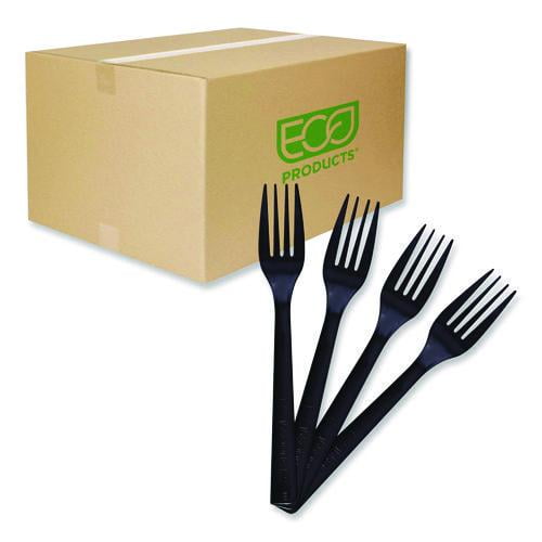 100% Recycled Content Cutlery, Fork, Plastic, Black, 50/Pack, 20 Packs/Carton | Bundle of 2