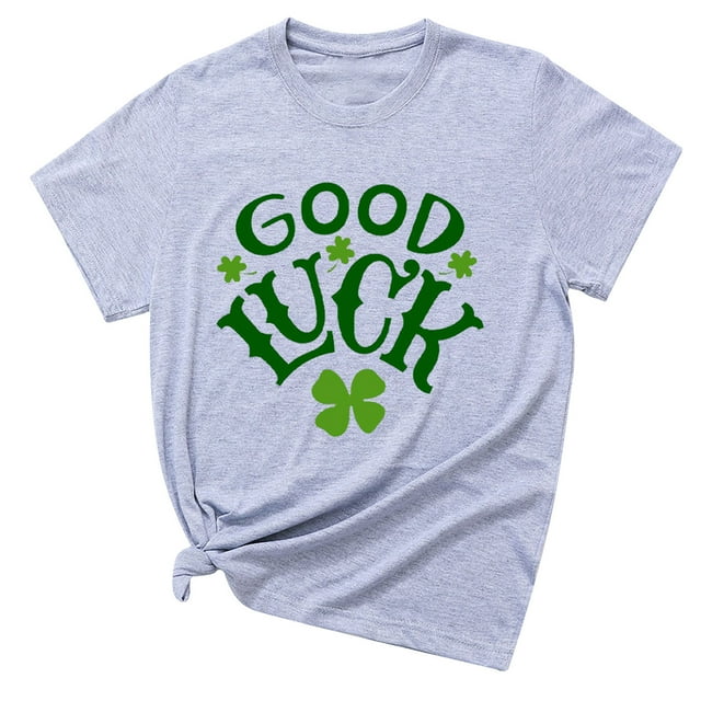 CEHVOM T-Shirt Décontracté pour Femmes à Manches Courtes avec Imprimé Trèfle de la Saint-Patrick