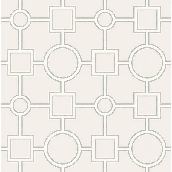 Brewster Matrix Light Grey Geometric Wallpaper, 20.5-in by 33-ft, 56.4 sq. ft