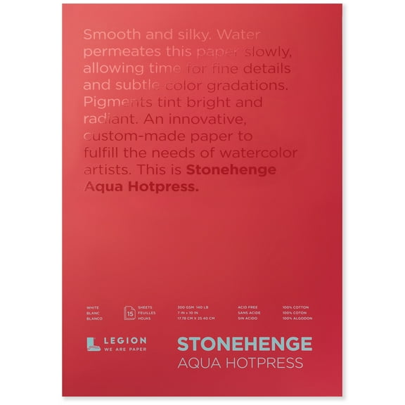 Legion Paper Stonehenge Aqua Black Watercolor Pad, Cold-Press, 7in x 10in