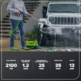 thumbnail image 3 of Hidrolavadora eléctrica compacta Greenworks de 2100 PSI (certificación SGS), 1.2 GPM, 13 A, con mango telescópico, para autos, entradas de vehículos, patios, muebles de jardín y piscinas., 3 of 5
