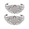 thumbnail image 2 of 4Pcs Flor de latón Filigrana Brazalete Brazalete Brazalete en Configuración de del bisel para, 2 of 9