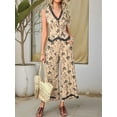thumbnail image 3 of Womens Two Piece Sets Summer Vacation Outfits Button Down Resort Wear 2025 Long Matching Sets Khaki L, 3 of 8