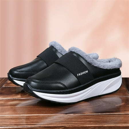 

TANGNADE Women Shoes Women s Shoes Fashion Baotou Thick-soled Lightweight Leather Shoes Casual Shoes Black 41
