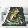 thumbnail image 1 of Fotbe Largemouth Bass jumps out of water Manta de Franela Acolchonada con Estampado, Súper Suave y Esponjosa, Extra Grande para Sofá, Cama, Uso Todo el Año-80"x60", 1 of 7